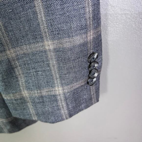 Jos A Bank sportcoat men's 38 R Scottish plaid linen‎ wool gray Tailored brrr - Picture 11 of 14